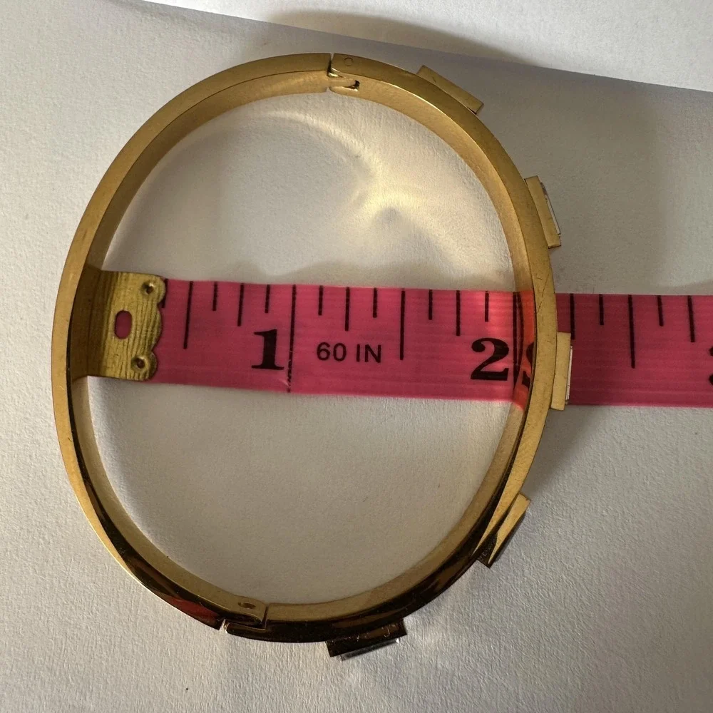 Baguette Crystal Gold Tone‎ Bangle Bracelet 7.5